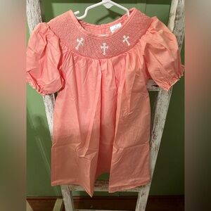 Cross Embroidered Smock Dress